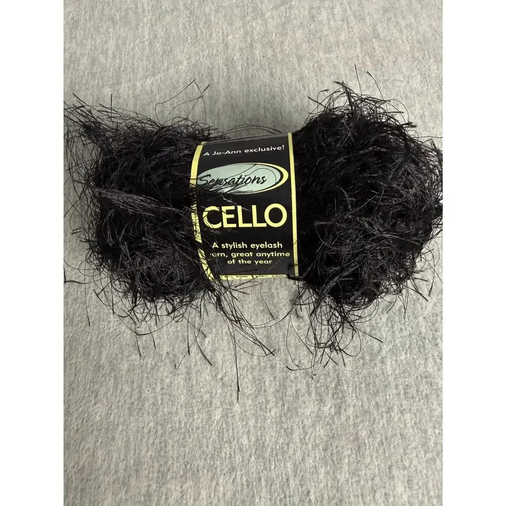 Sensations Cello Eyelash Yarn Mixed Lot of 6 Solid Purple White Mink Black